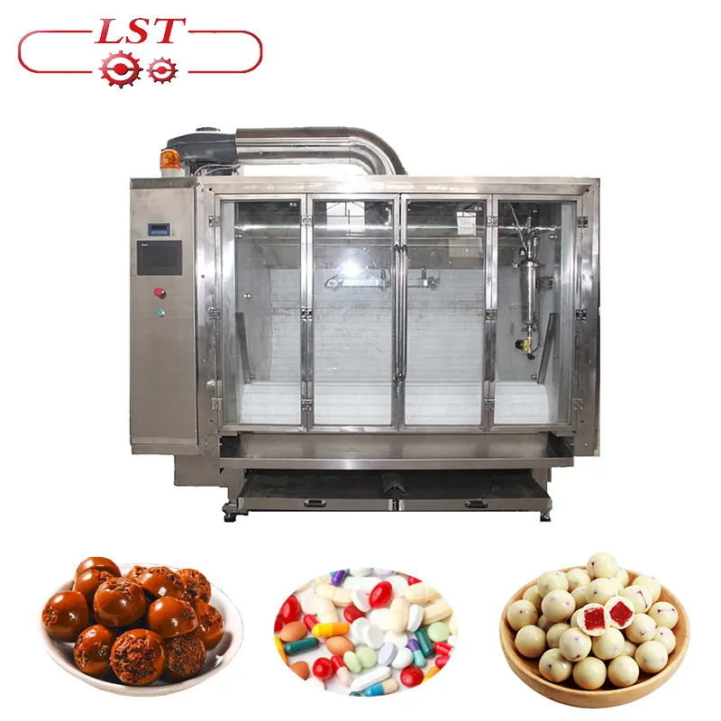 Nut Chocolate Belt Coating System With 500L Feeding System
