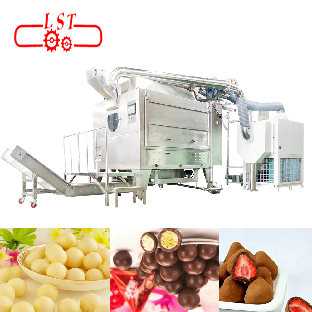 Multi function rotary drum chocolate food coating machine with cooling system