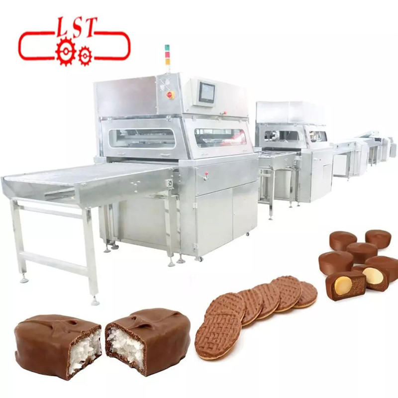 New Chocolate covering machine enrobering production line chocolate Cookies making line with customize cooling tunnels candy coat Featured Image