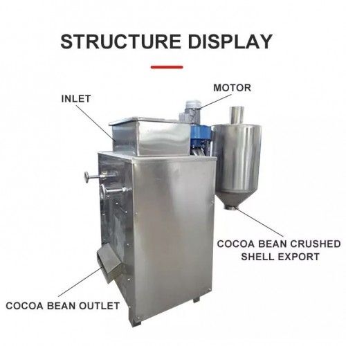 small cocoa bean processing line cocoa bean winnower and cracker coffee bean peeler cacao winnowing crushing peeling machine